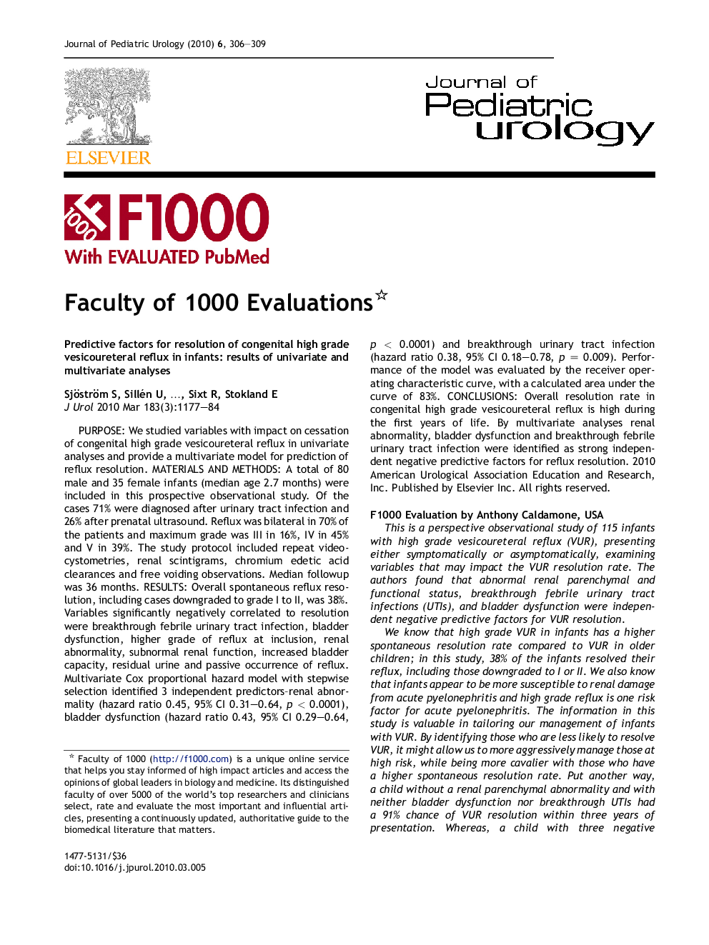 Faculty of 1000 Evaluations