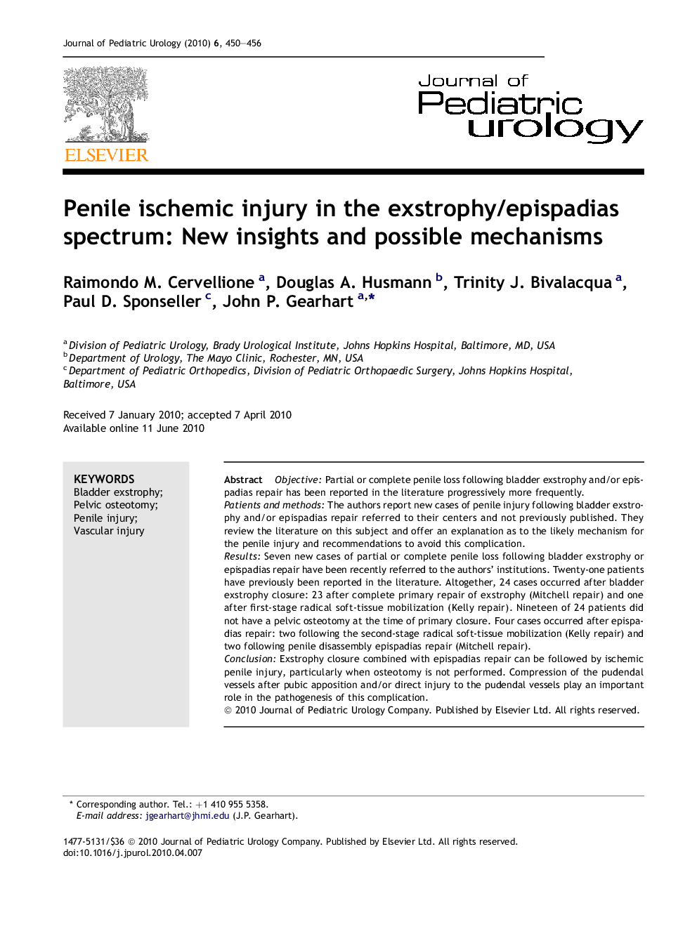 Penile ischemic injury in the exstrophy/epispadias spectrum: New insights and possible mechanisms