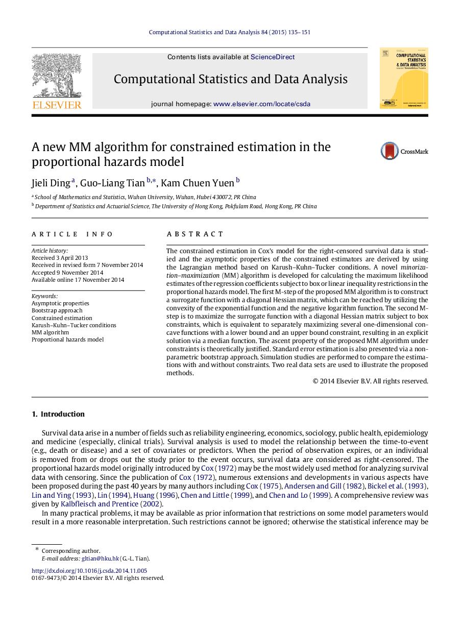 A new MM algorithm for constrained estimation in the proportional hazards model