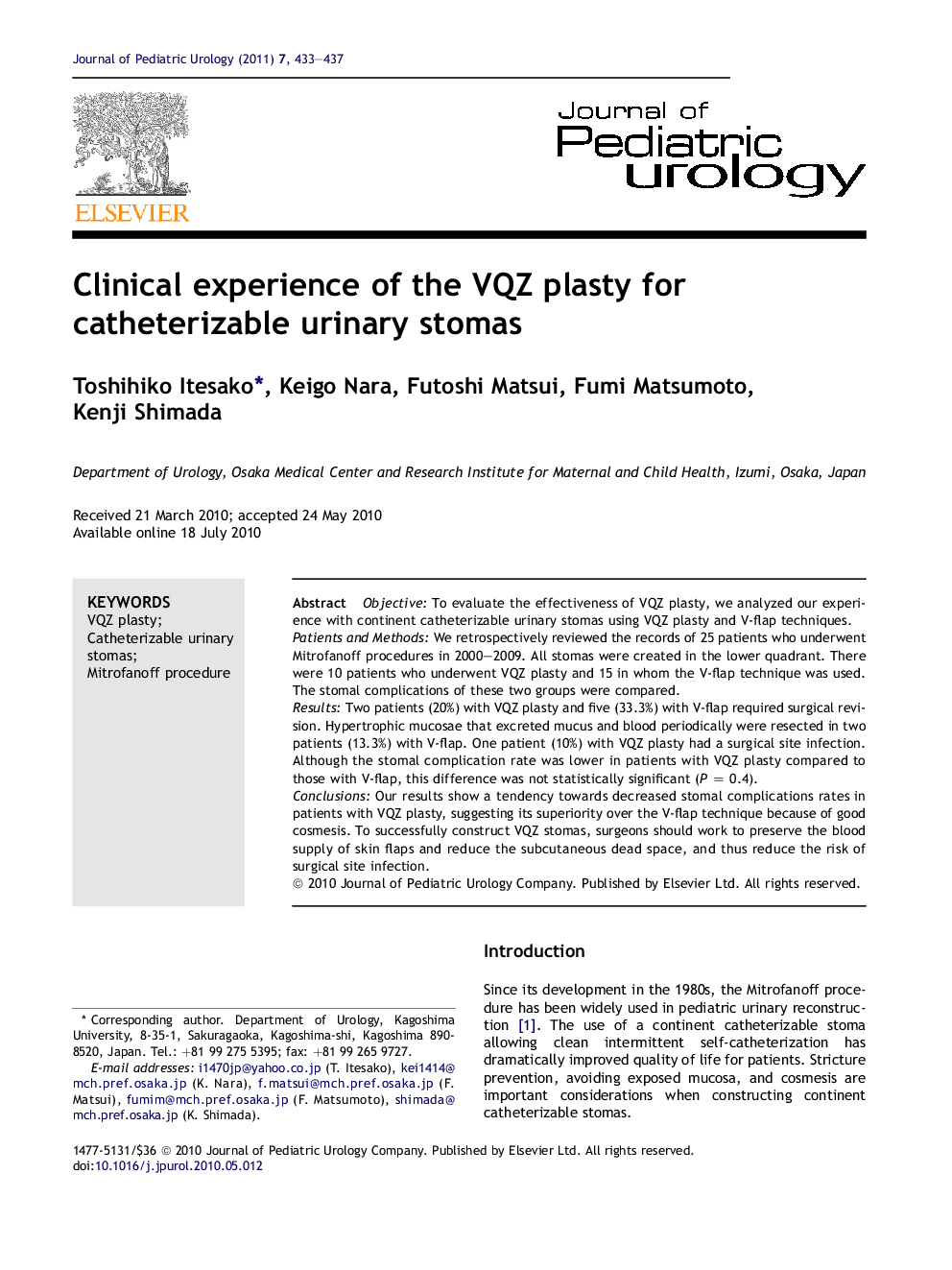 Clinical experience of the VQZ plasty for catheterizable urinary stomas