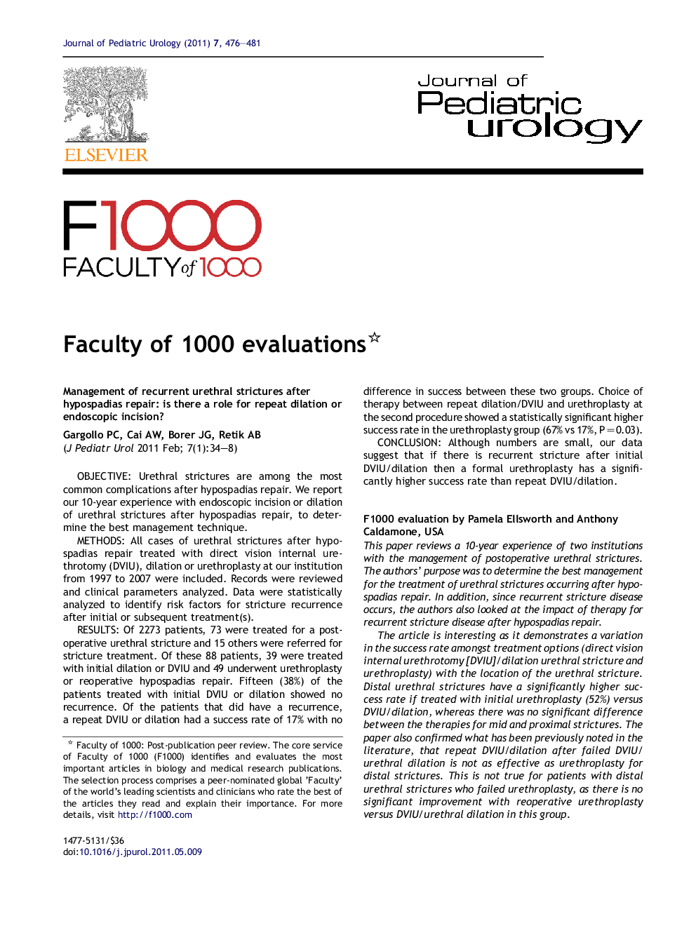 Faculty of 1000 evaluations