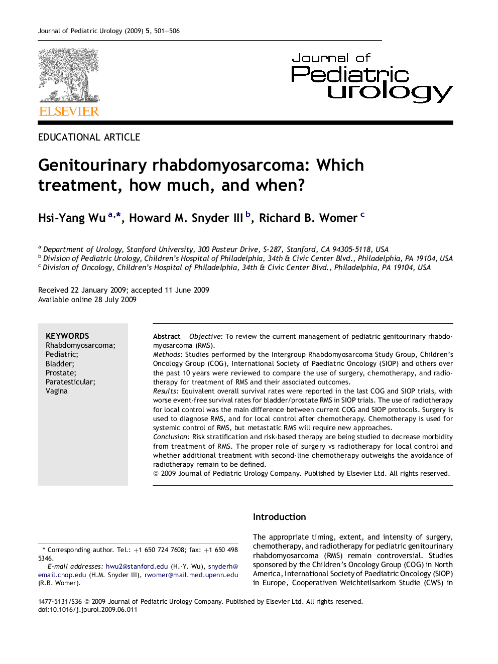 Genitourinary rhabdomyosarcoma: Which treatment, how much, and when?