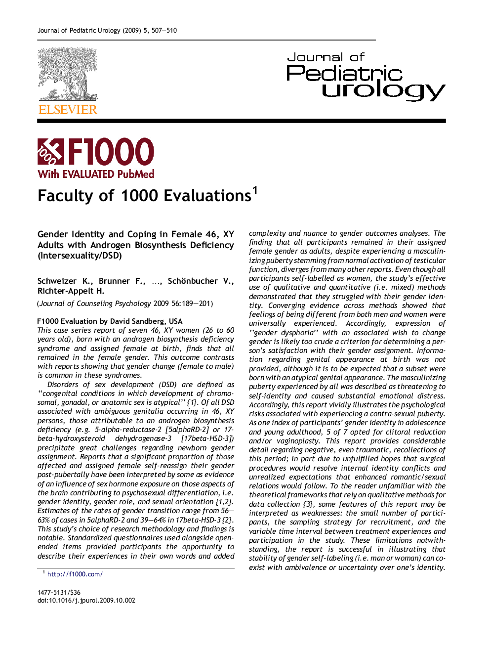 Faculty of 1000 Evaluations