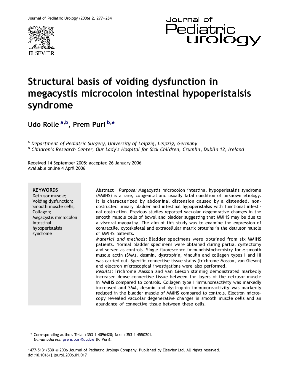 Structural basis of voiding dysfunction in megacystis microcolon intestinal hypoperistalsis syndrome