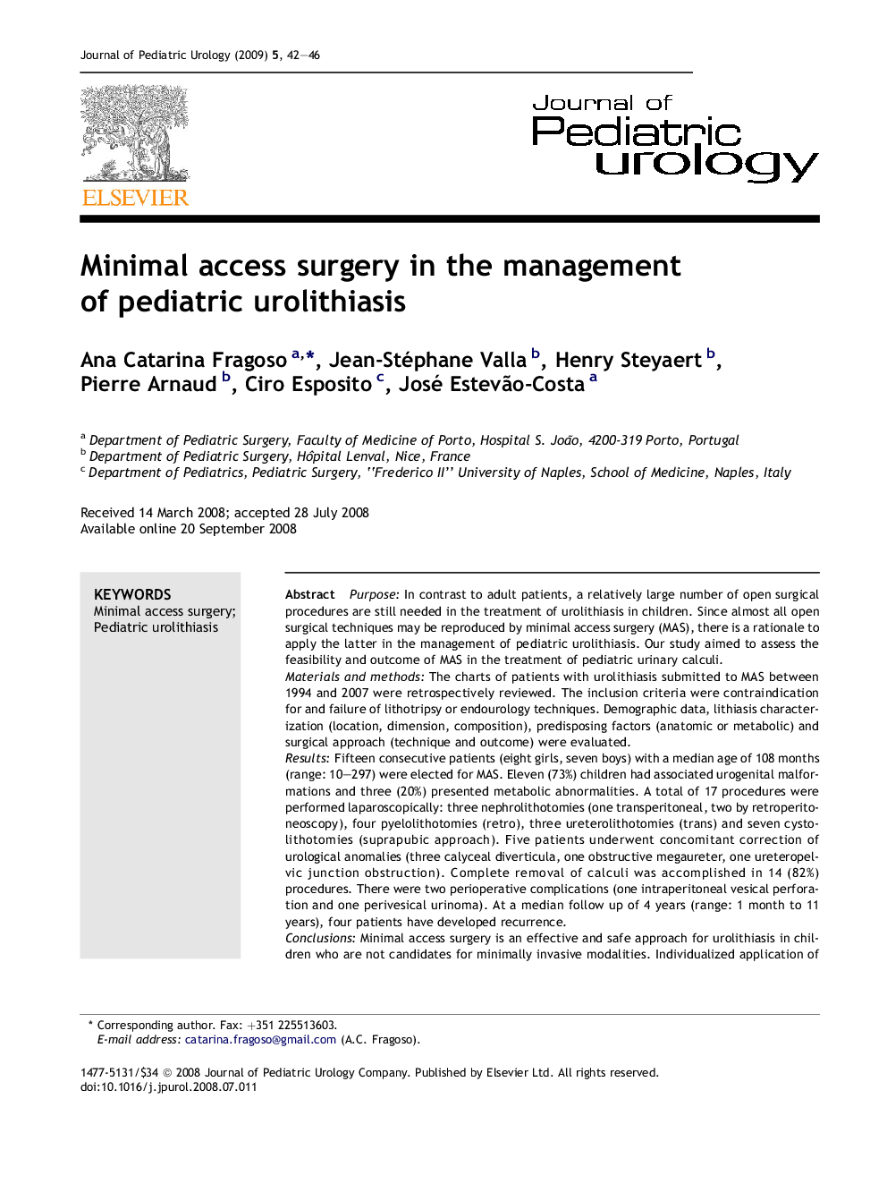 Minimal access surgery in the management of pediatric urolithiasis