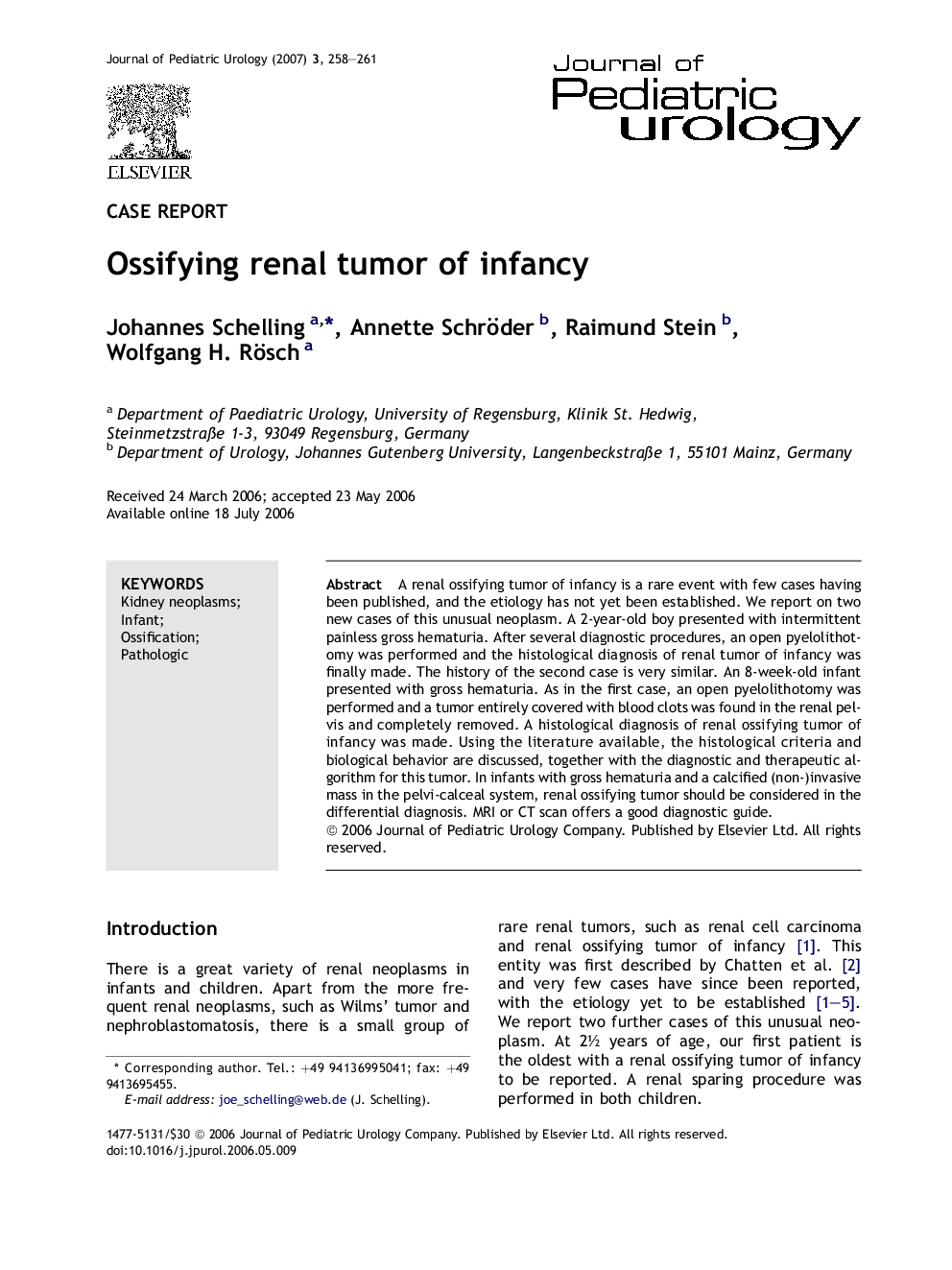 Ossifying renal tumor of infancy