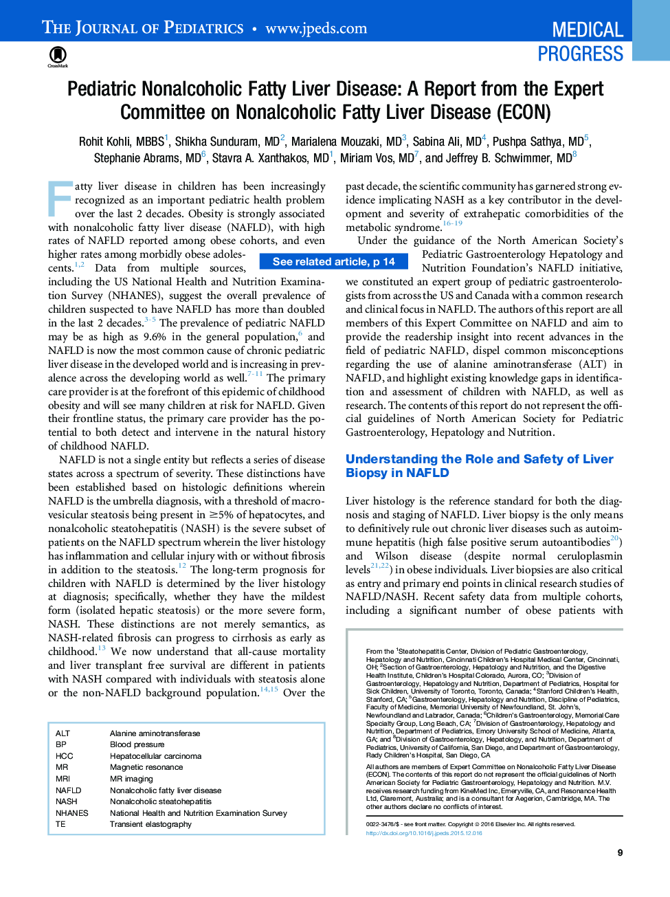 Pediatric Nonalcoholic Fatty Liver Disease: A Report from the Expert Committee onÂ Nonalcoholic Fatty LiverÂ Disease (ECON)