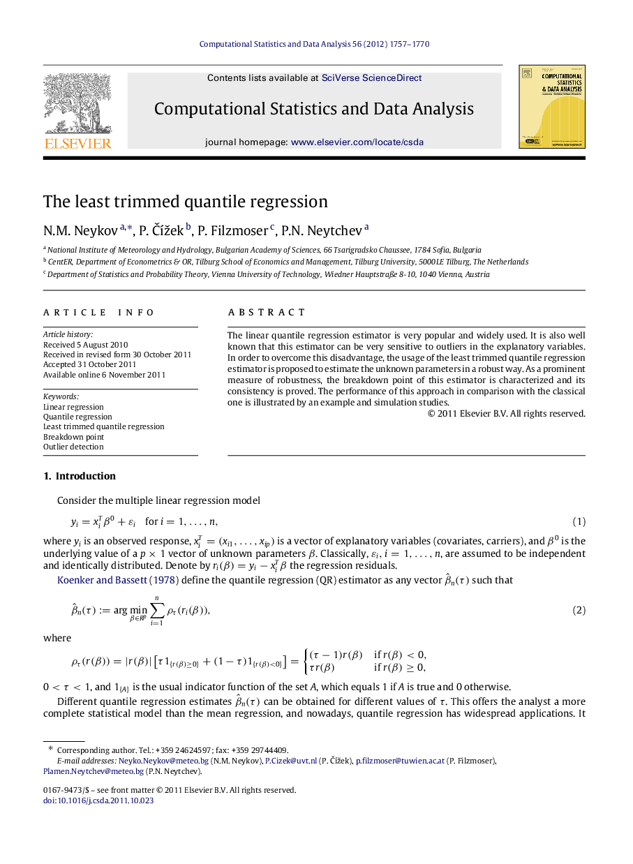 The least trimmed quantile regression