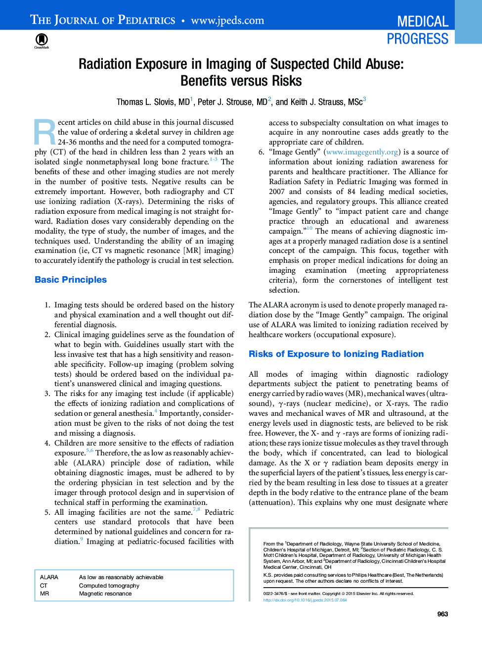 Radiation Exposure in Imaging of Suspected Child Abuse: Benefits versus Risks