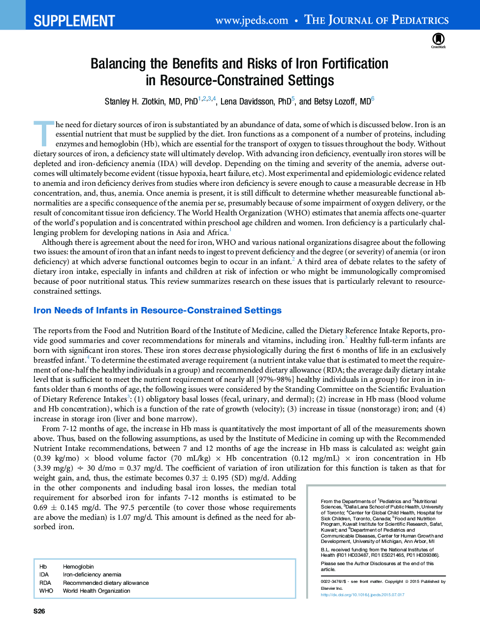 Balancing the Benefits and Risks of Iron Fortification inÂ Resource-Constrained Settings