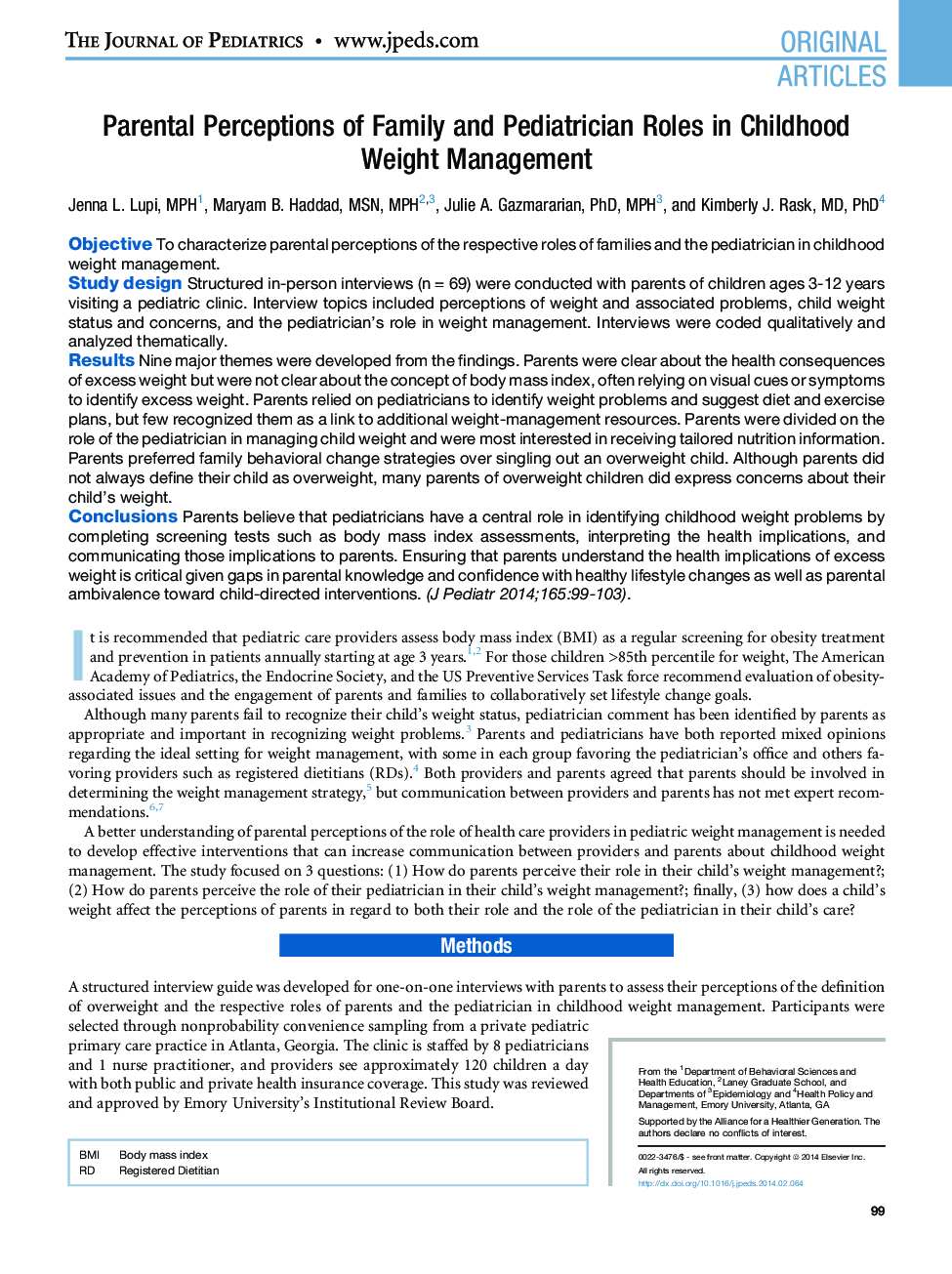 Parental Perceptions of Family and Pediatrician Roles in Childhood Weight Management