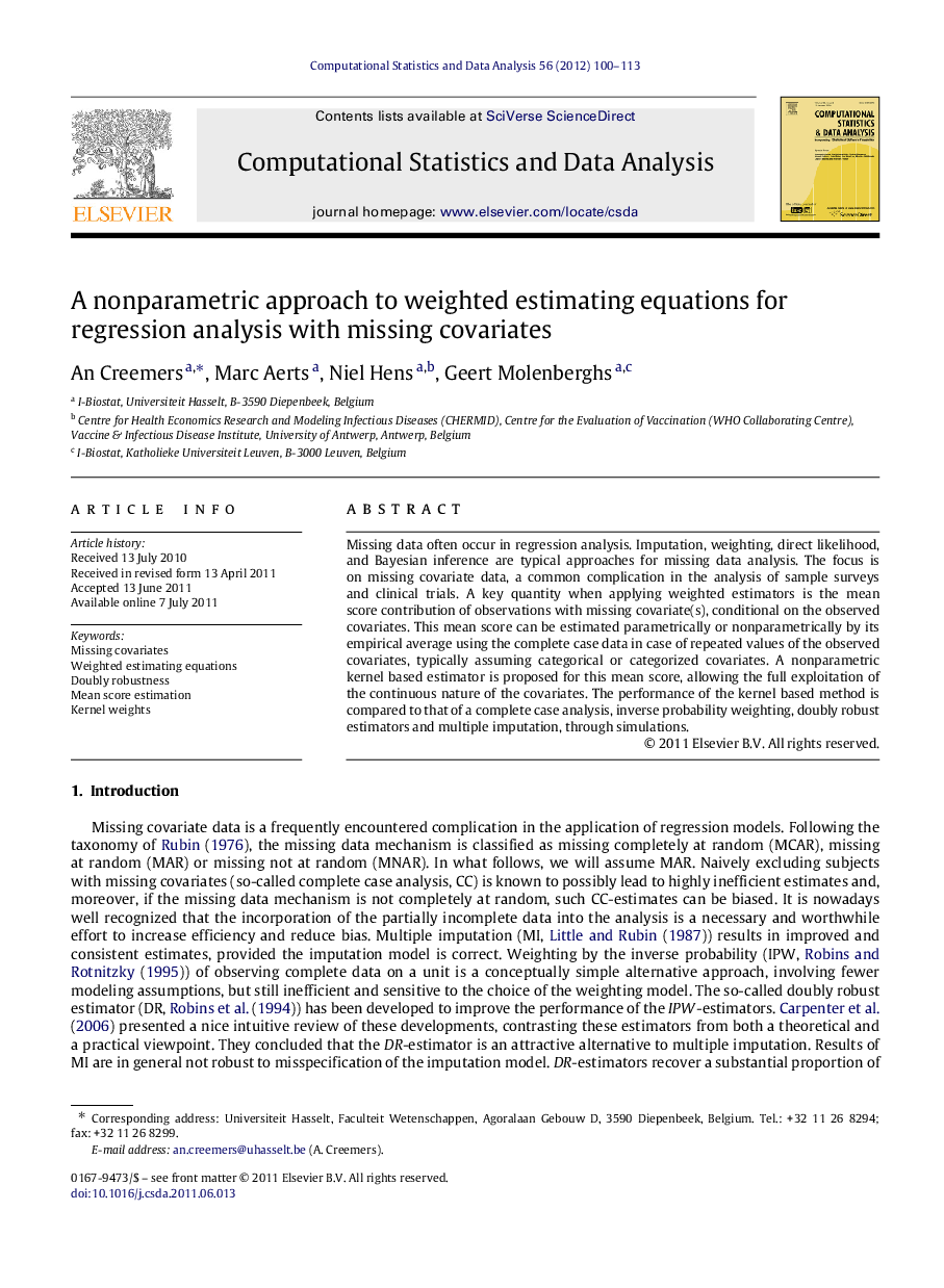 A nonparametric approach to weighted estimating equations for regression analysis with missing covariates