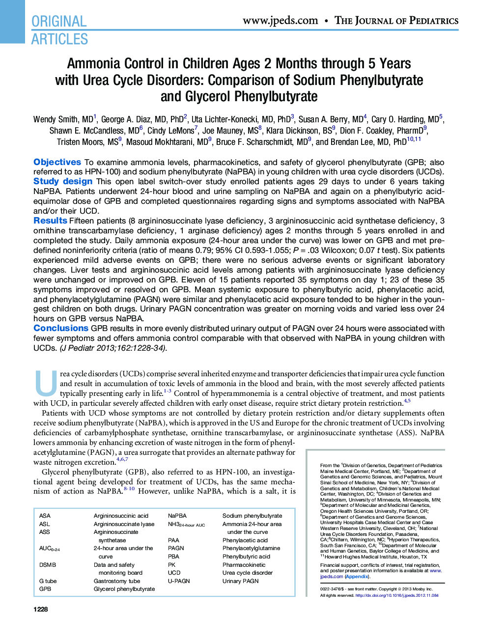 Ammonia Control in Children Ages 2 Months through 5 Years with Urea Cycle Disorders: Comparison of Sodium Phenylbutyrate and Glycerol Phenylbutyrate