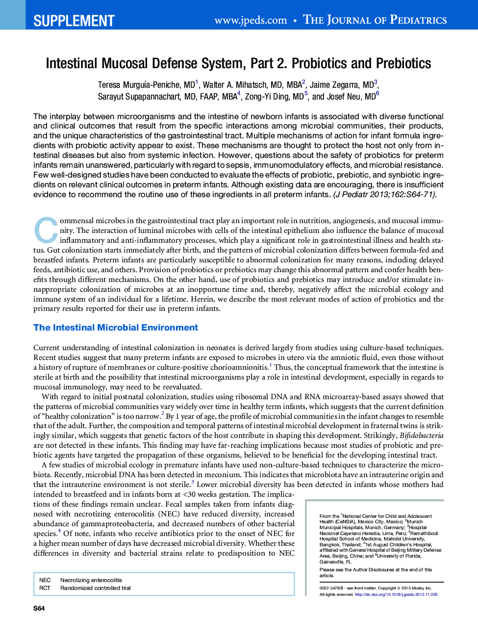 Intestinal Mucosal Defense System, Part 2. Probiotics and Prebiotics 