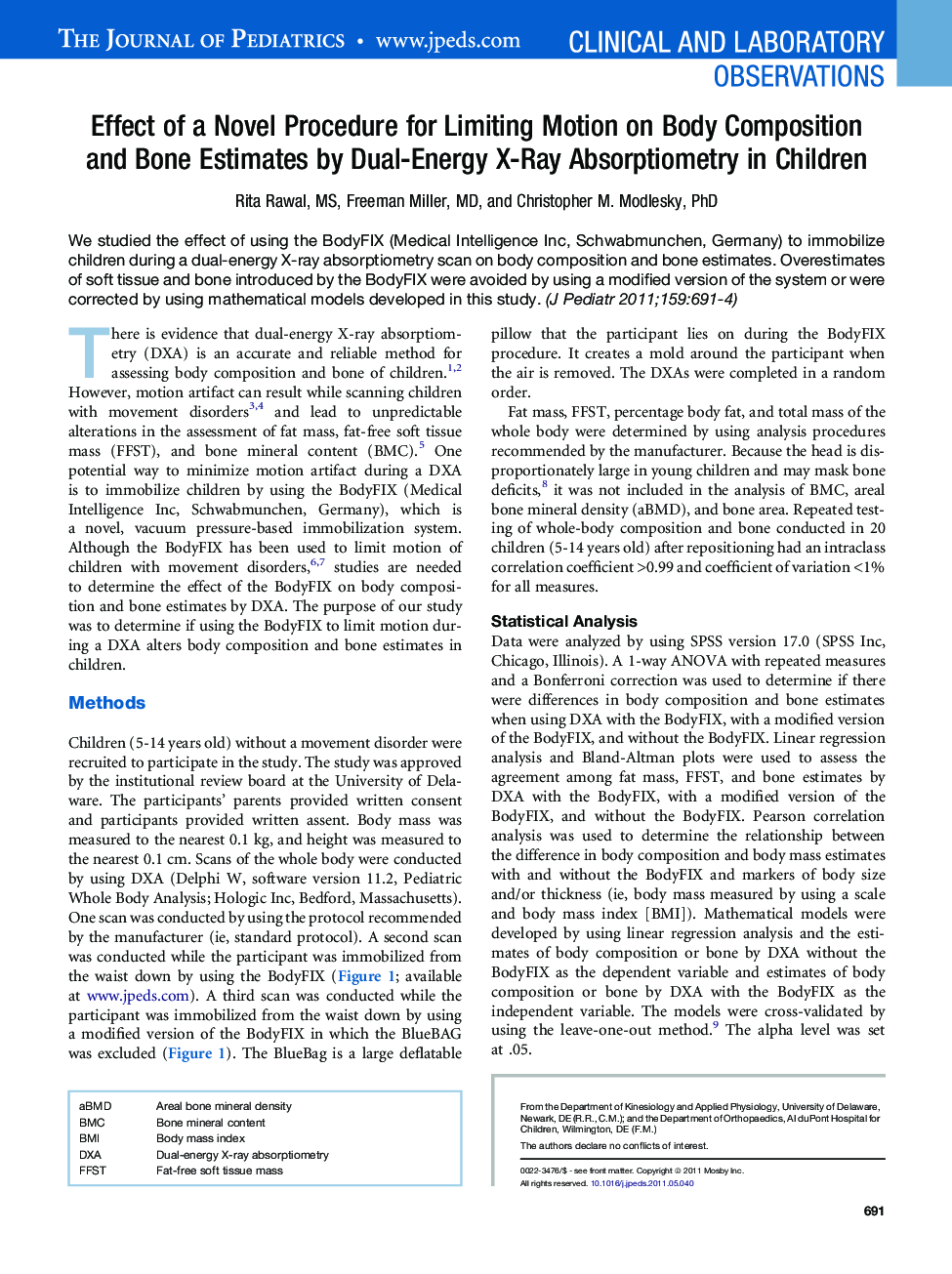 Effect of a Novel Procedure for Limiting Motion on Body Composition and Bone Estimates by Dual-Energy X-Ray Absorptiometry in Children