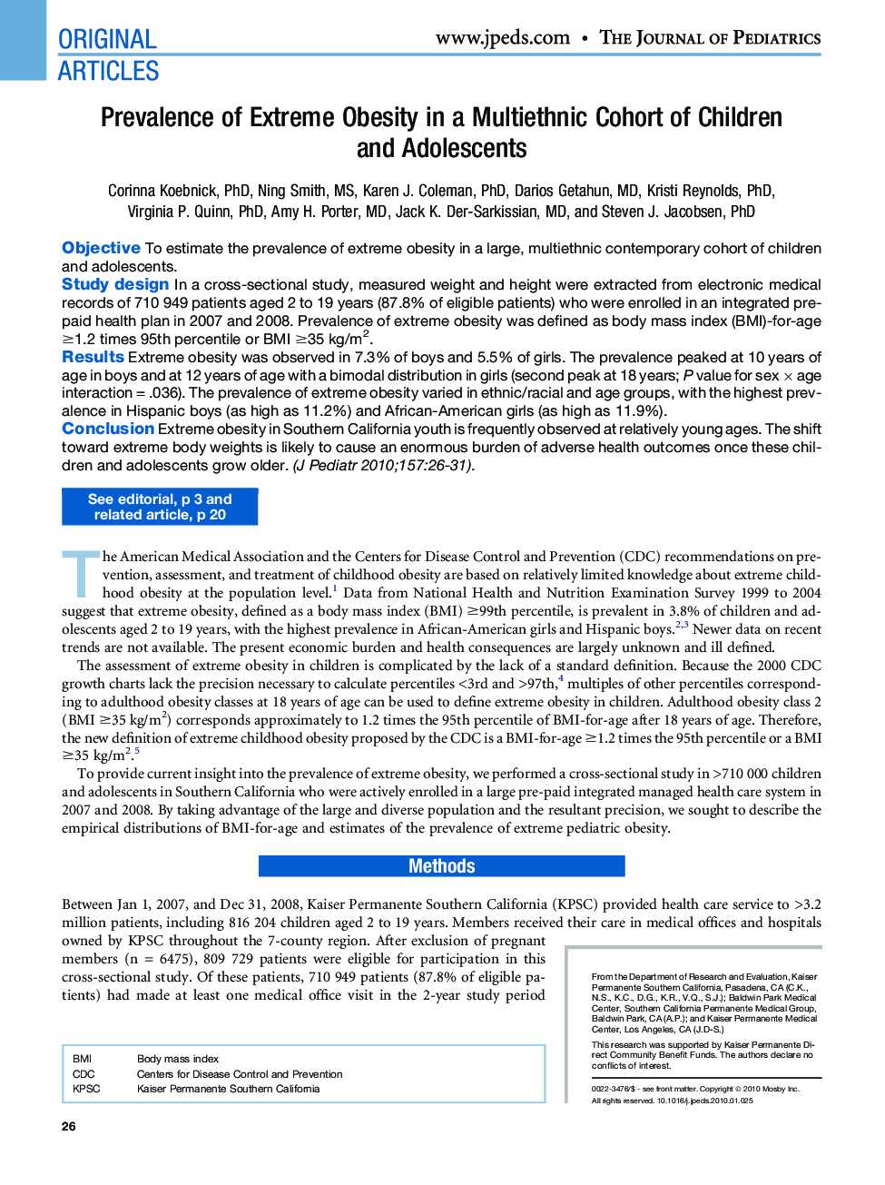 Prevalence of Extreme Obesity in a Multiethnic Cohort of Children and Adolescents