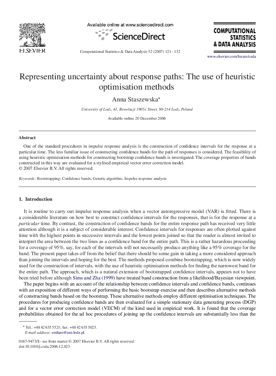 Representing uncertainty about response paths: The use of heuristic optimisation methods