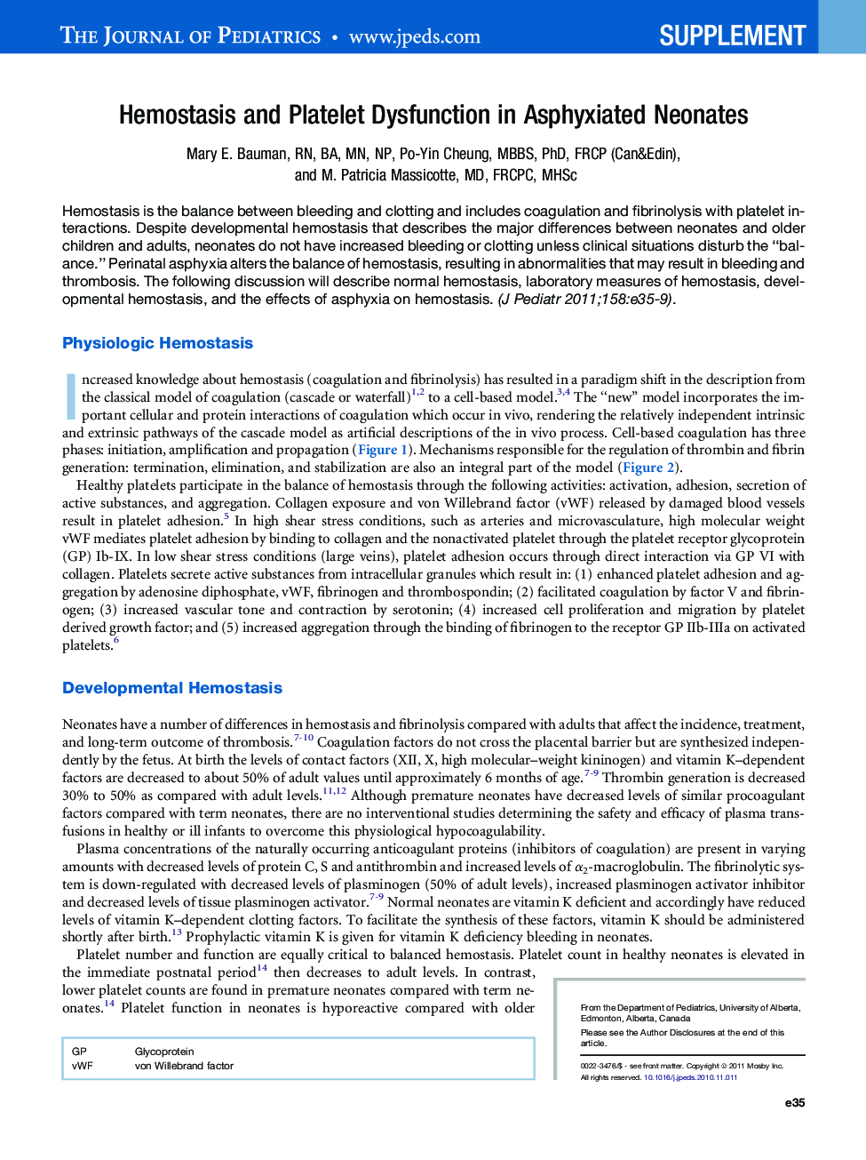 Hemostasis and Platelet Dysfunction in Asphyxiated Neonates 