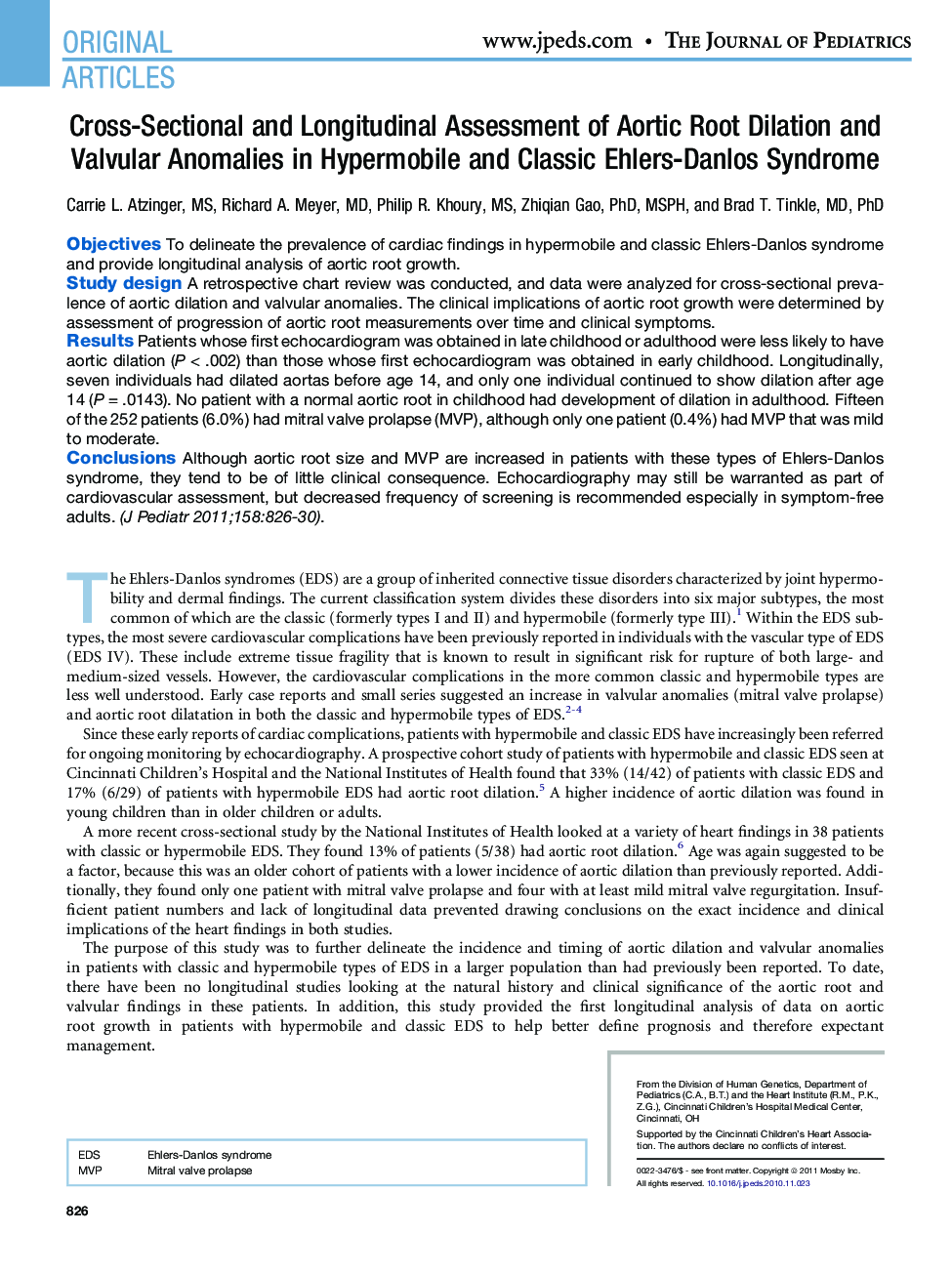 Cross-Sectional and Longitudinal Assessment of Aortic Root Dilation and Valvular Anomalies in Hypermobile and Classic Ehlers-Danlos Syndrome