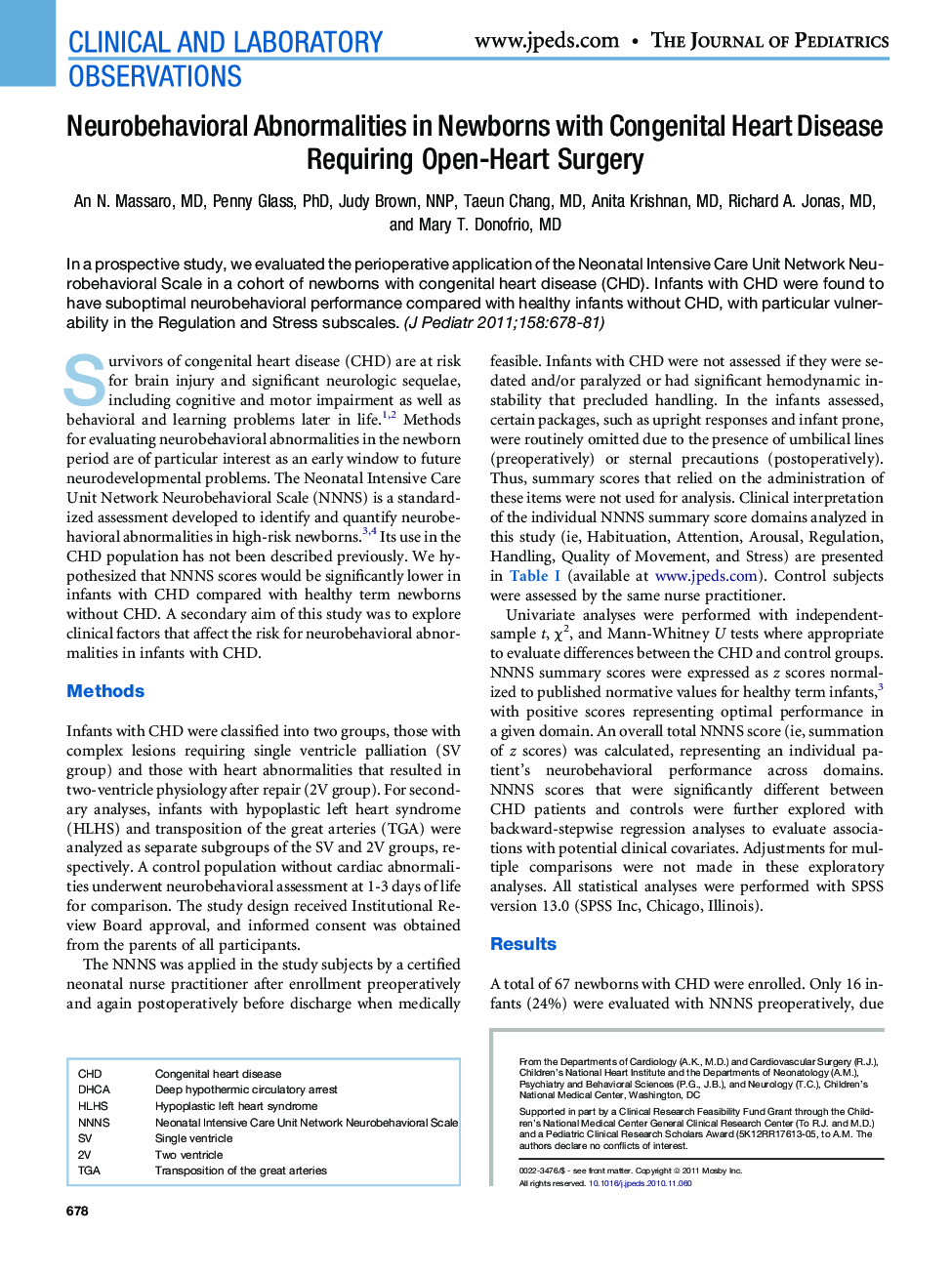 Neurobehavioral Abnormalities in Newborns with Congenital Heart Disease Requiring Open-Heart Surgery