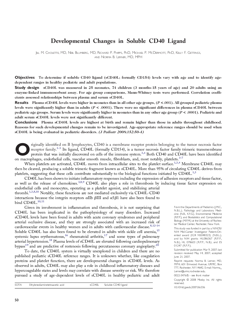 Developmental Changes in Soluble CD40 Ligand