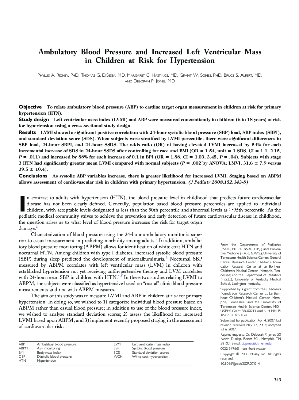 Ambulatory Blood Pressure and Increased Left Ventricular Mass in Children at Risk for Hypertension 