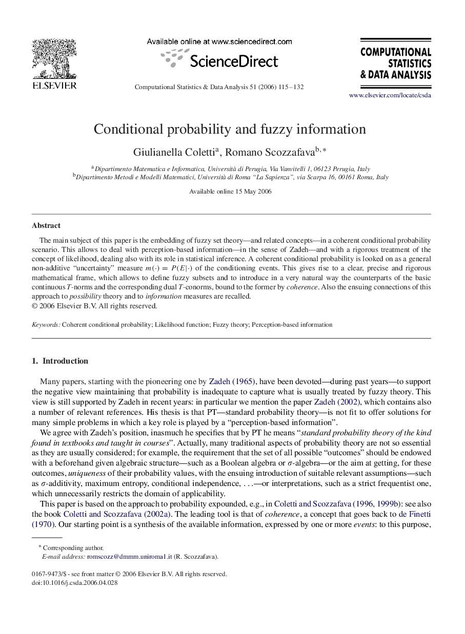 Conditional probability and fuzzy information