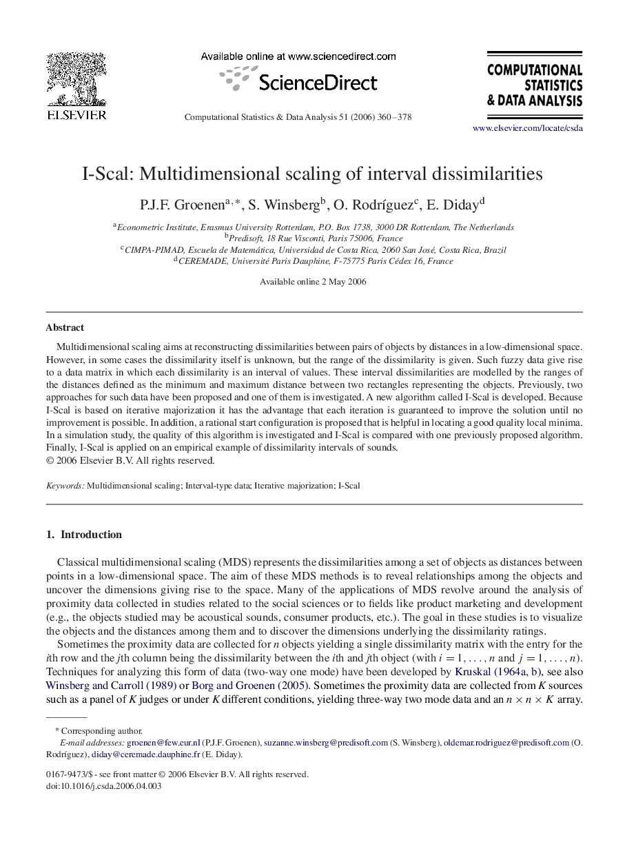 I-Scal: Multidimensional scaling of interval dissimilarities