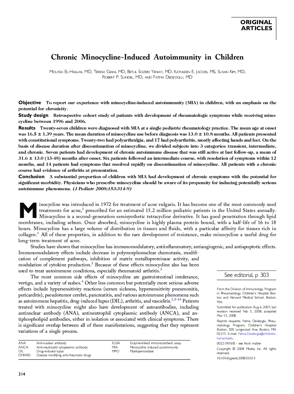Chronic Minocycline-Induced Autoimmunity in Children