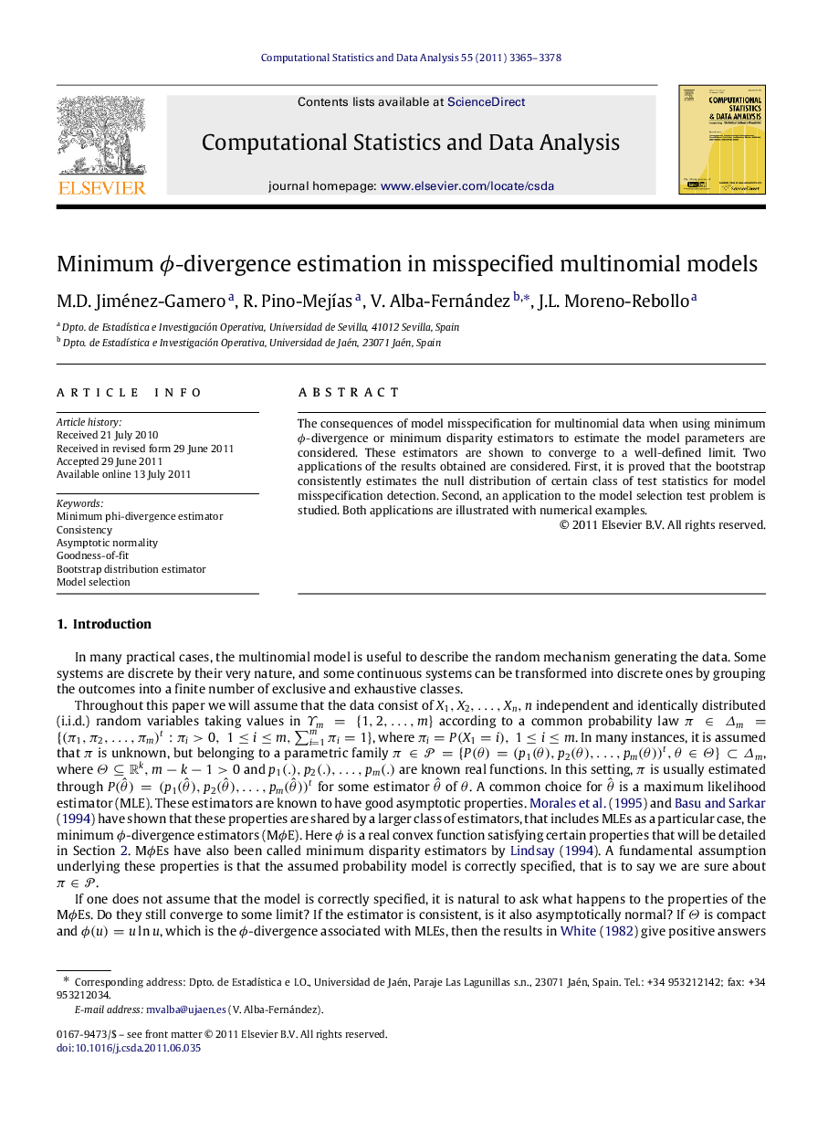 Minimum ϕϕ-divergence estimation in misspecified multinomial models