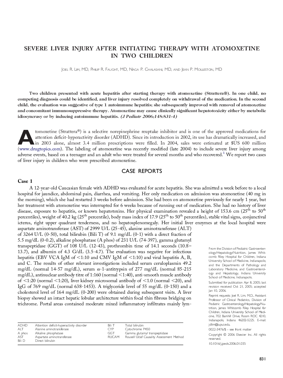 Severe liver injury after initiating therapy with atomoxetine in two children