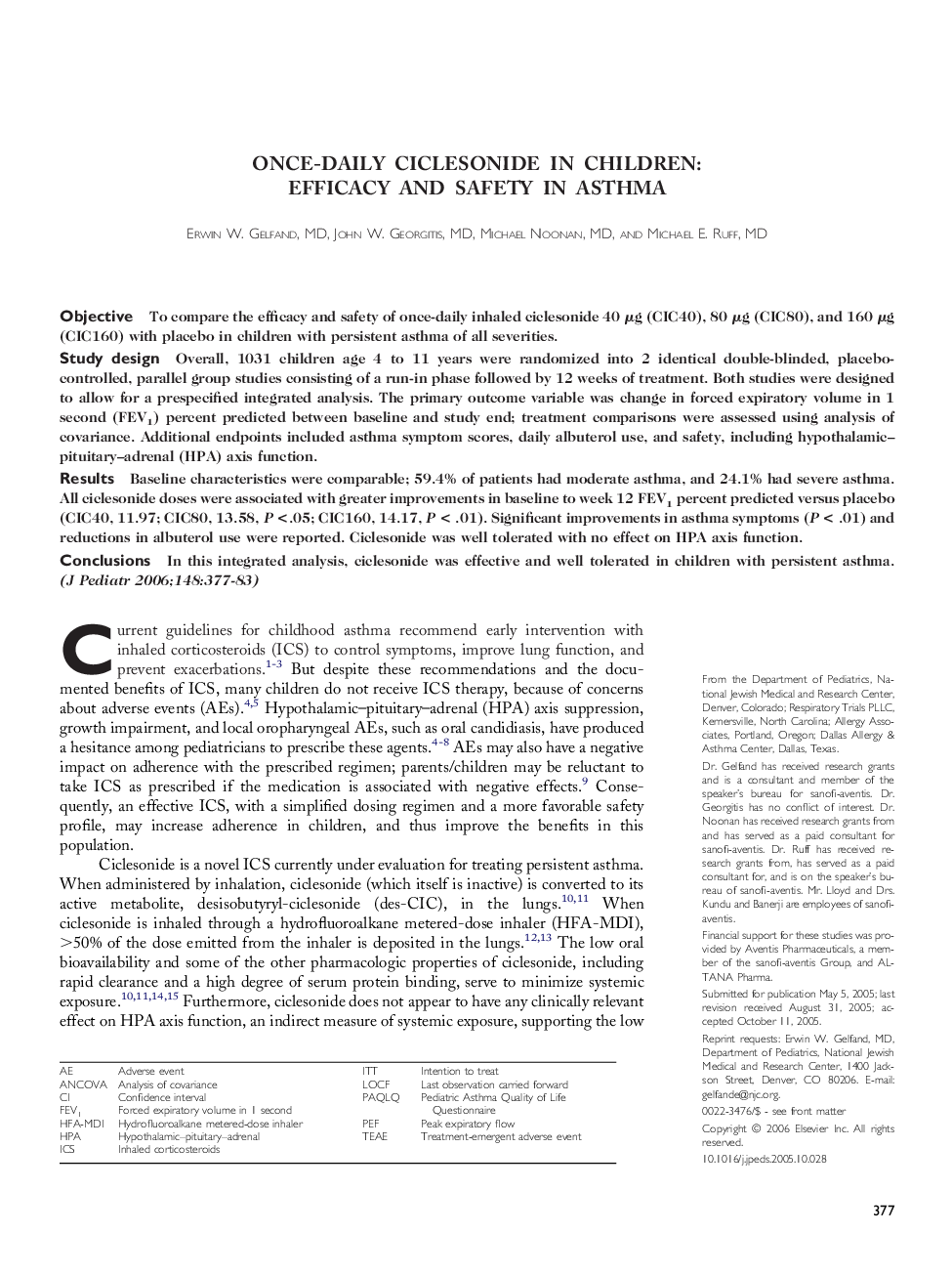 Once-daily ciclesonide in children: Efficacy and safety in asthma 