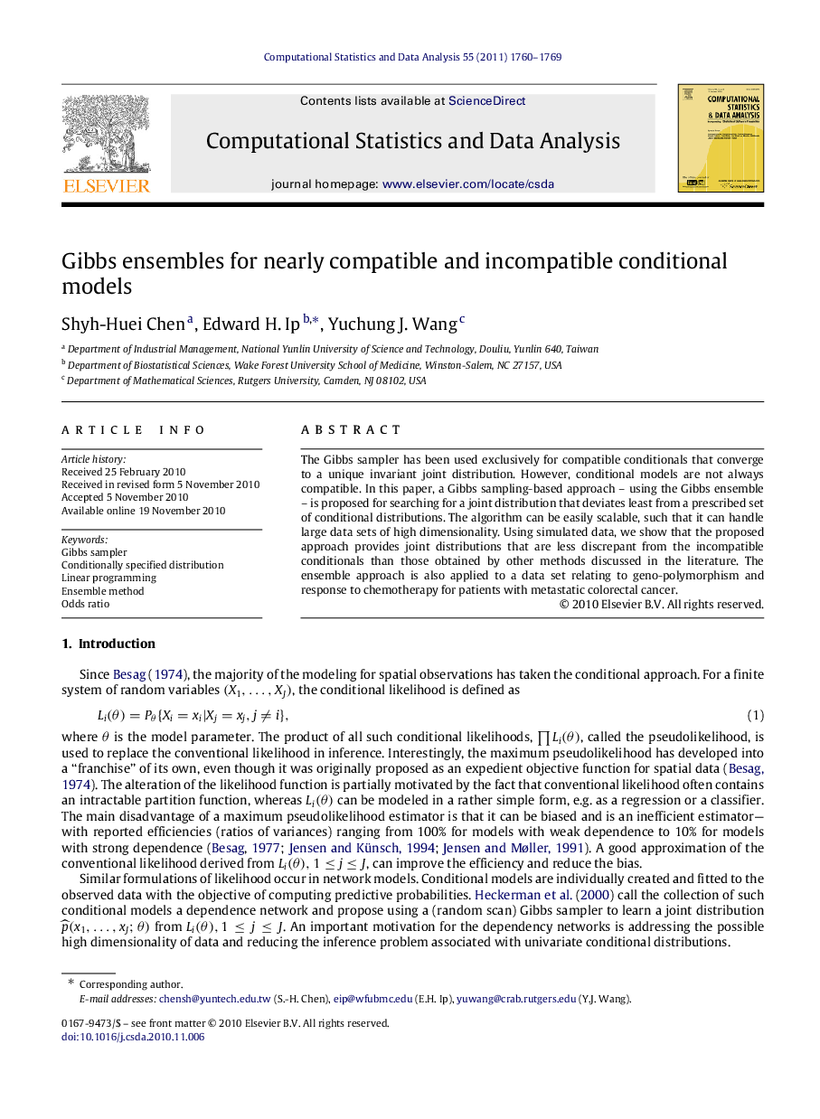 Gibbs ensembles for nearly compatible and incompatible conditional models