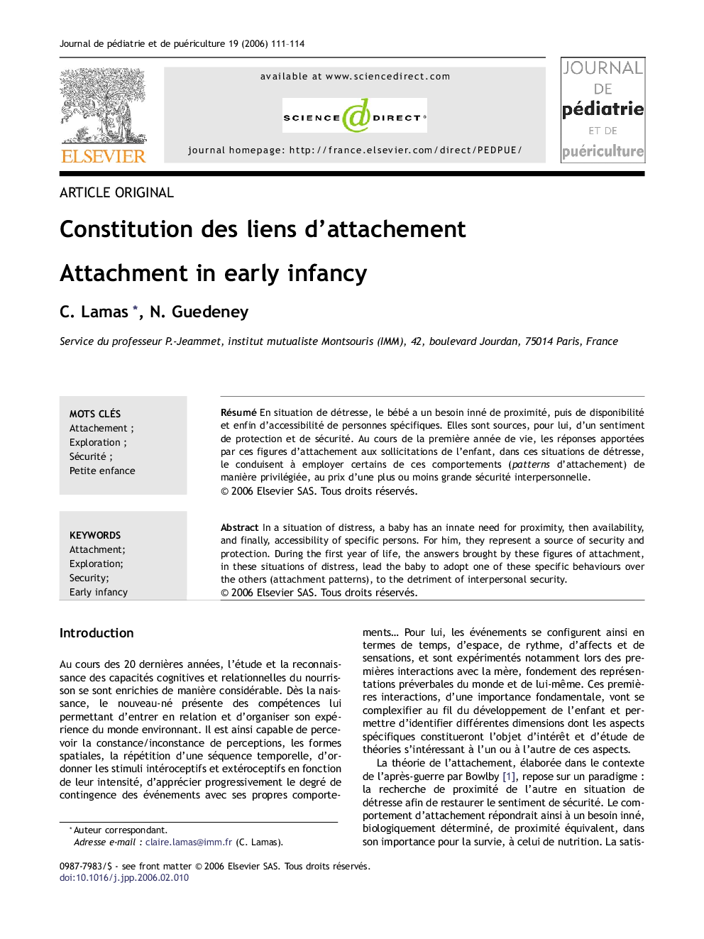 Constitution des liens d'attachement