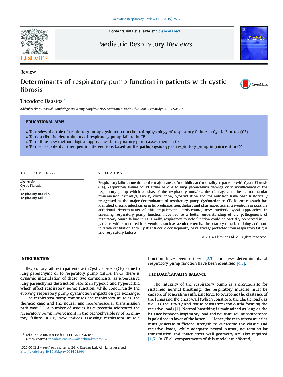 Determinants of respiratory pump function in patients with cystic fibrosis