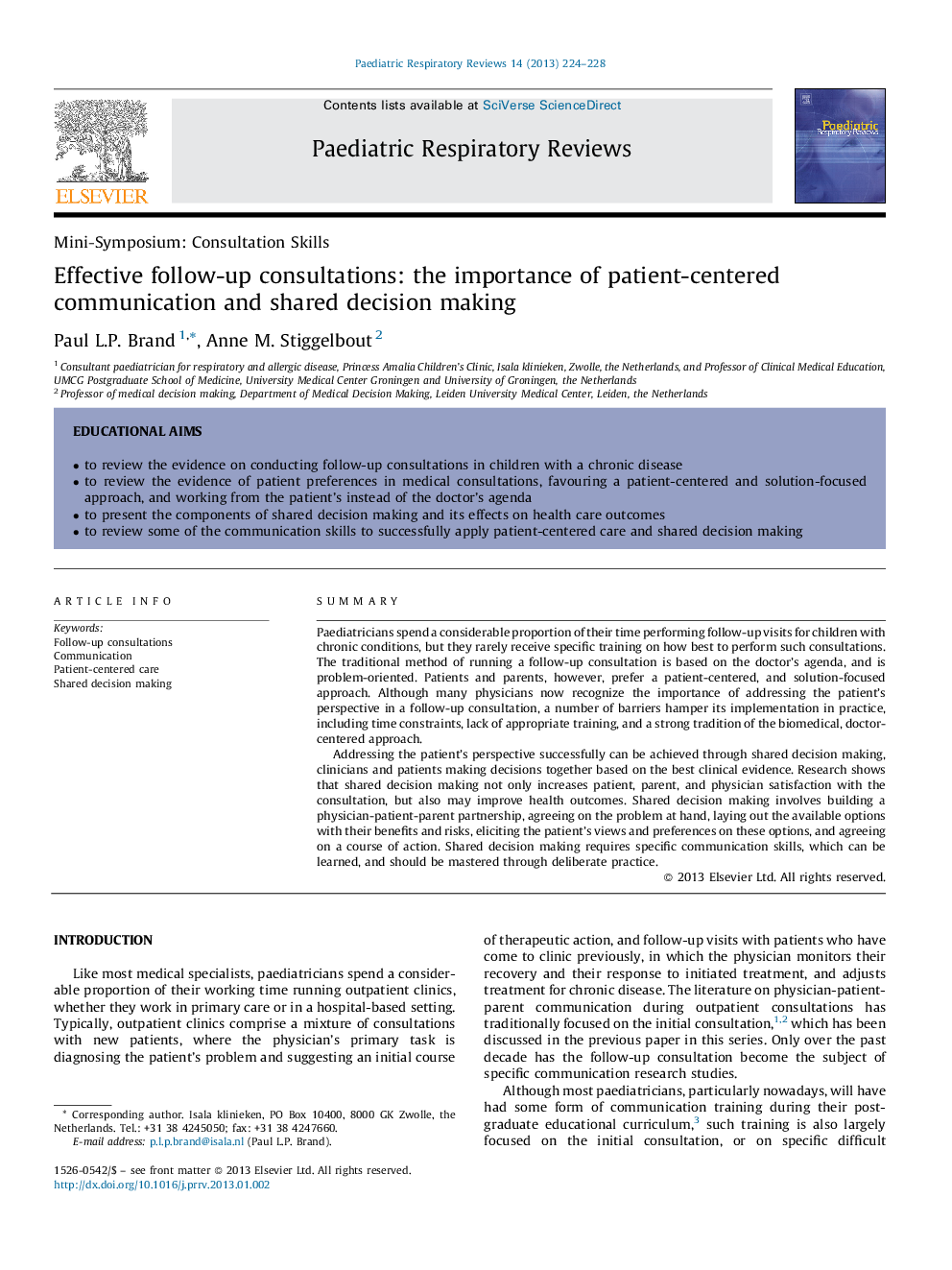 Effective follow-up consultations: the importance of patient-centered communication and shared decision making