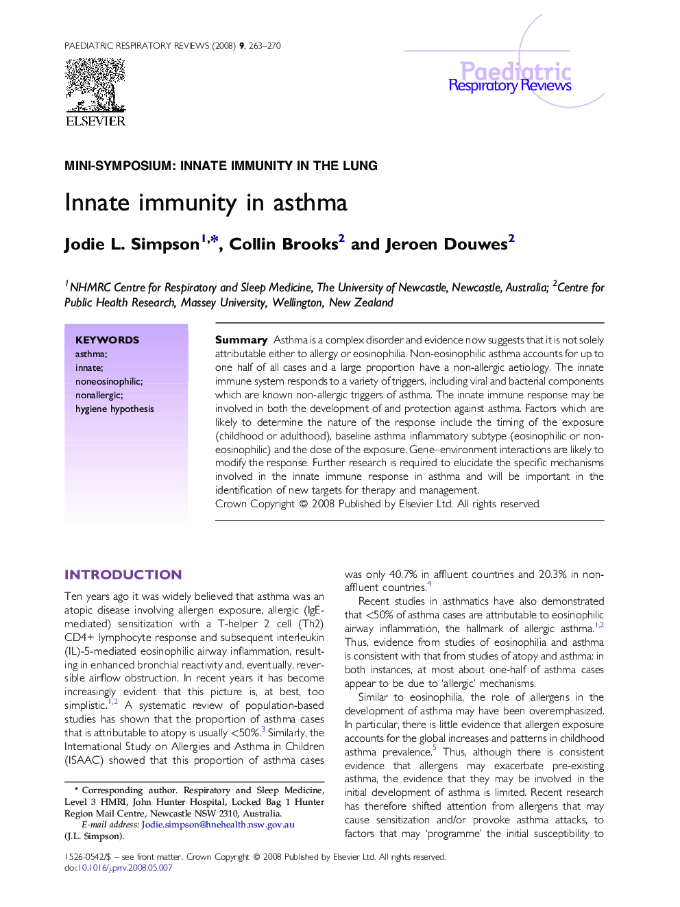 Innate immunity in asthma