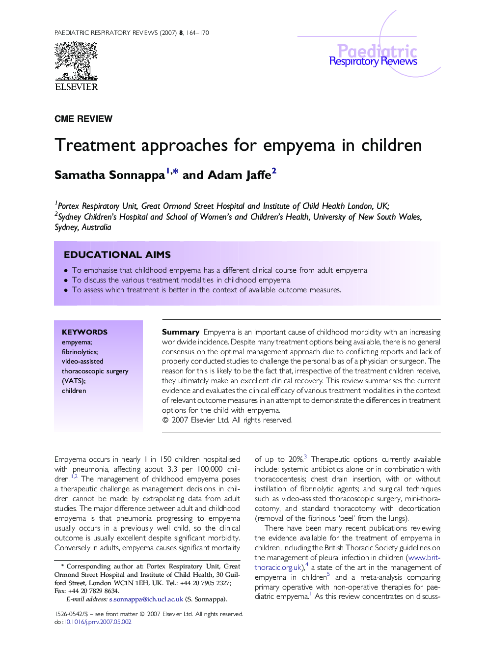 Treatment approaches for empyema in children