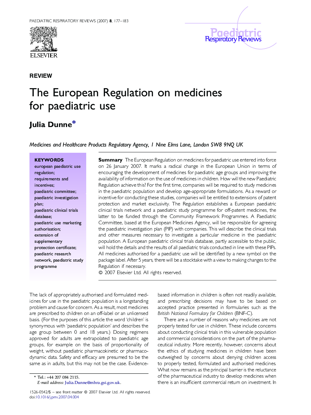 The European Regulation on medicines for paediatric use
