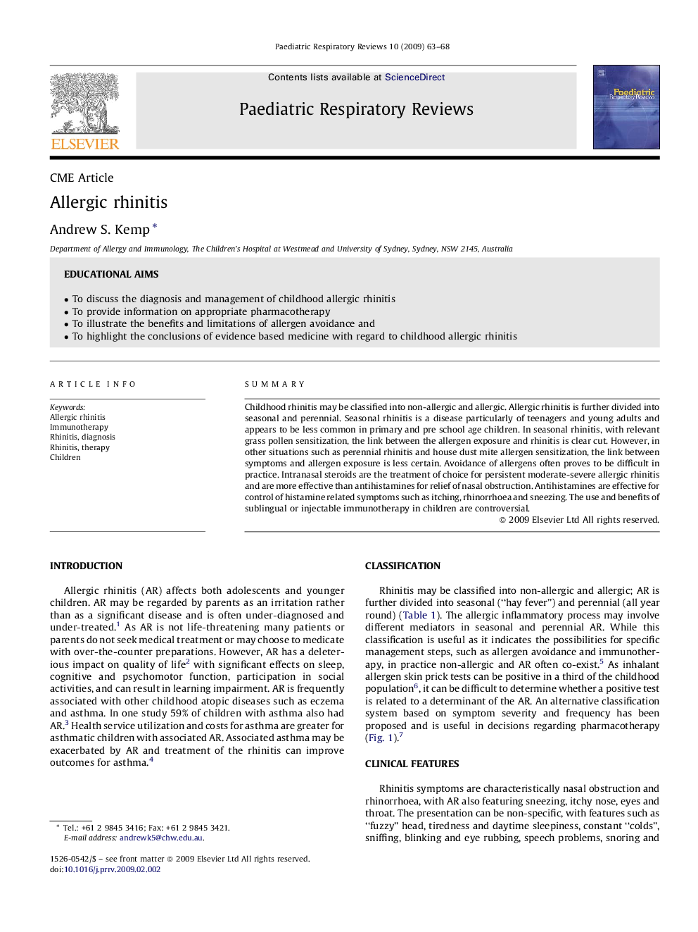 Allergic rhinitis