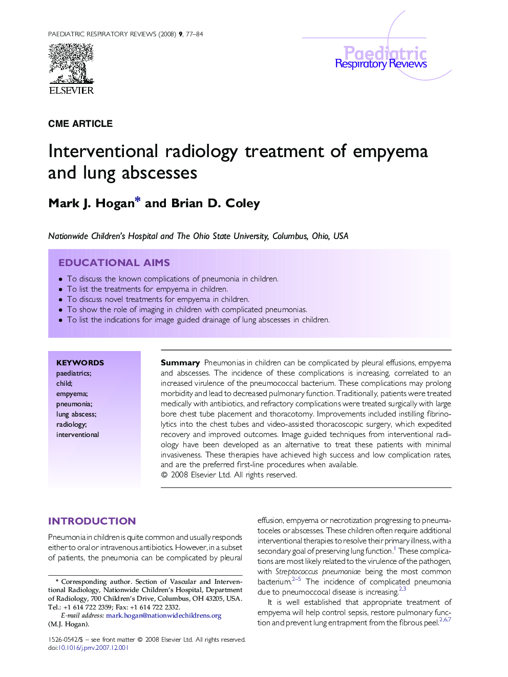 Interventional radiology treatment of empyema and lung abscesses
