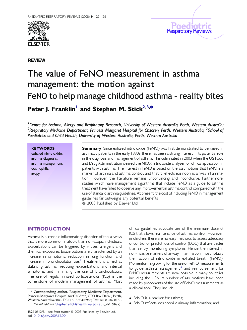 The value of FeNO measurement in asthma management: the motion against FeNO to help manage childhood asthma – reality bites