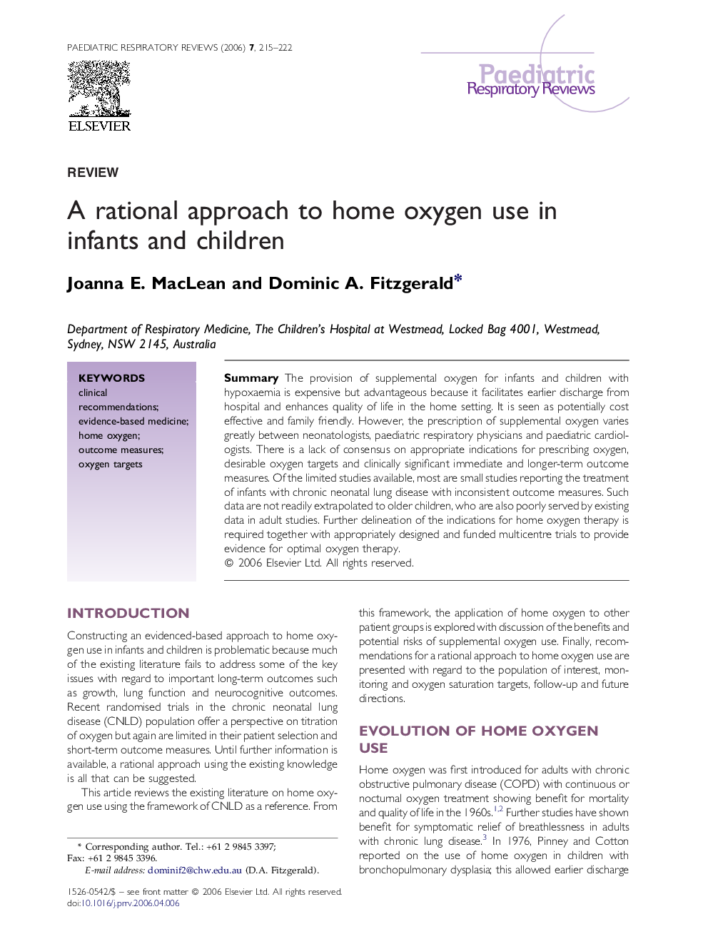 A rational approach to home oxygen use in infants and children