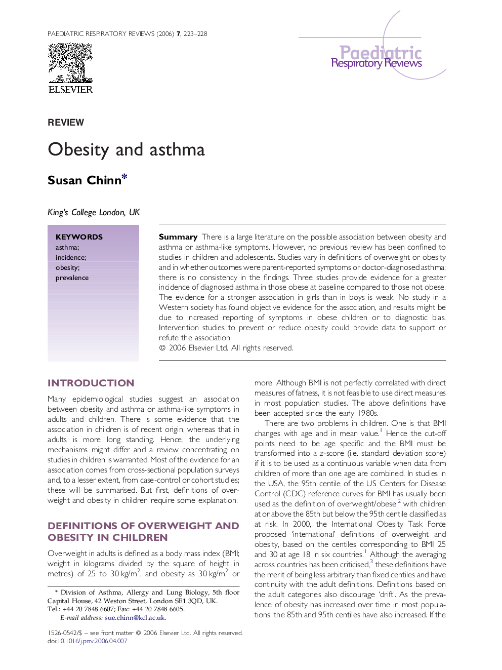 Obesity and asthma