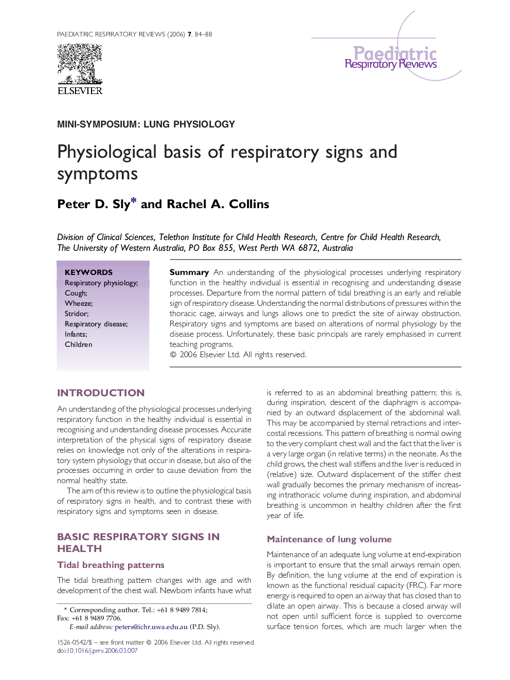 Physiological basis of respiratory signs and symptoms