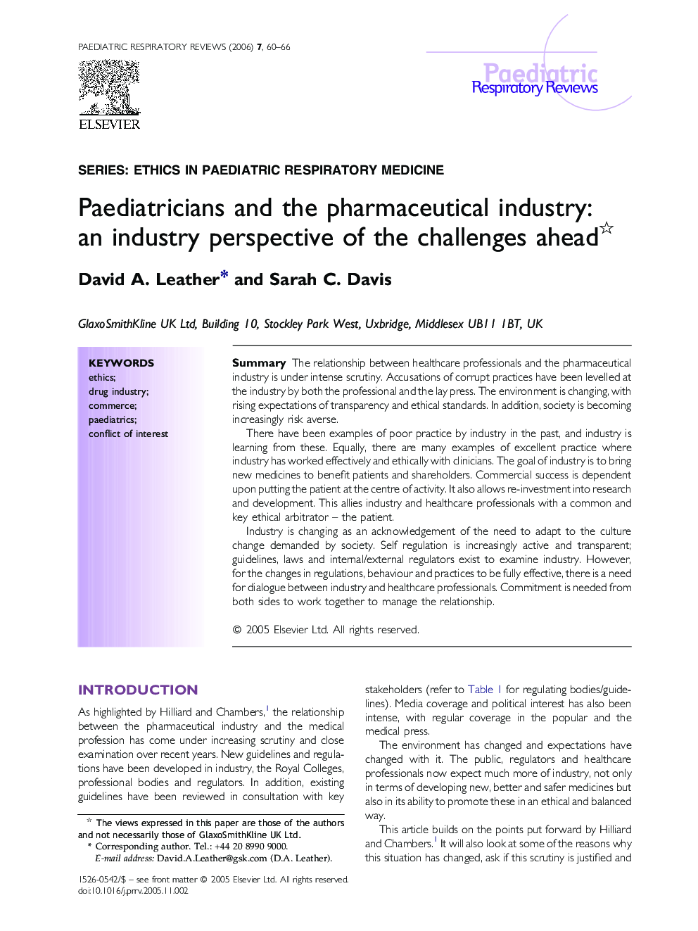 Paediatricians and the pharmaceutical industry: an industry perspective of the challenges ahead