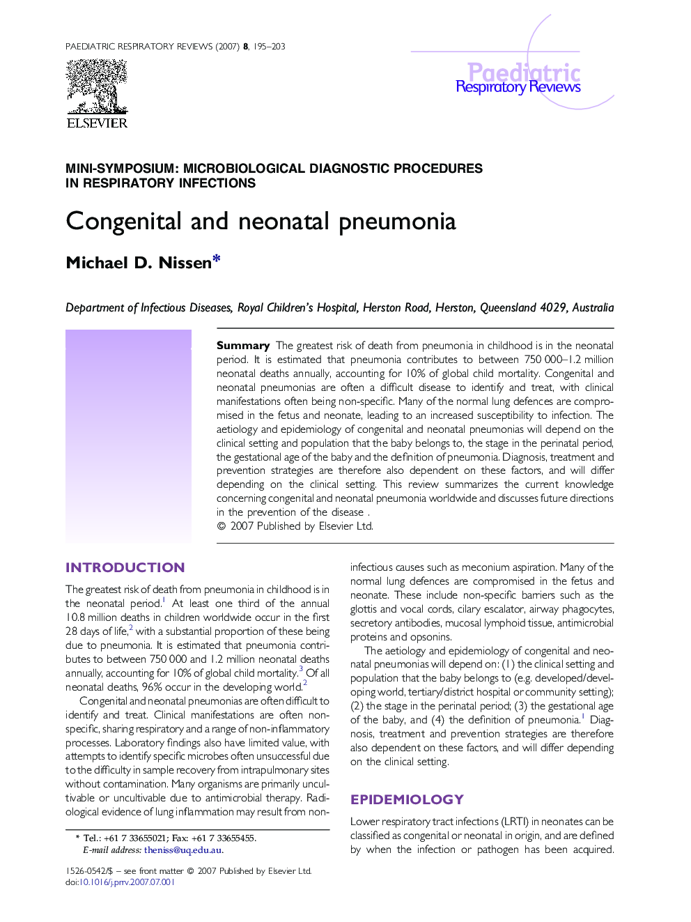 Congenital and neonatal pneumonia