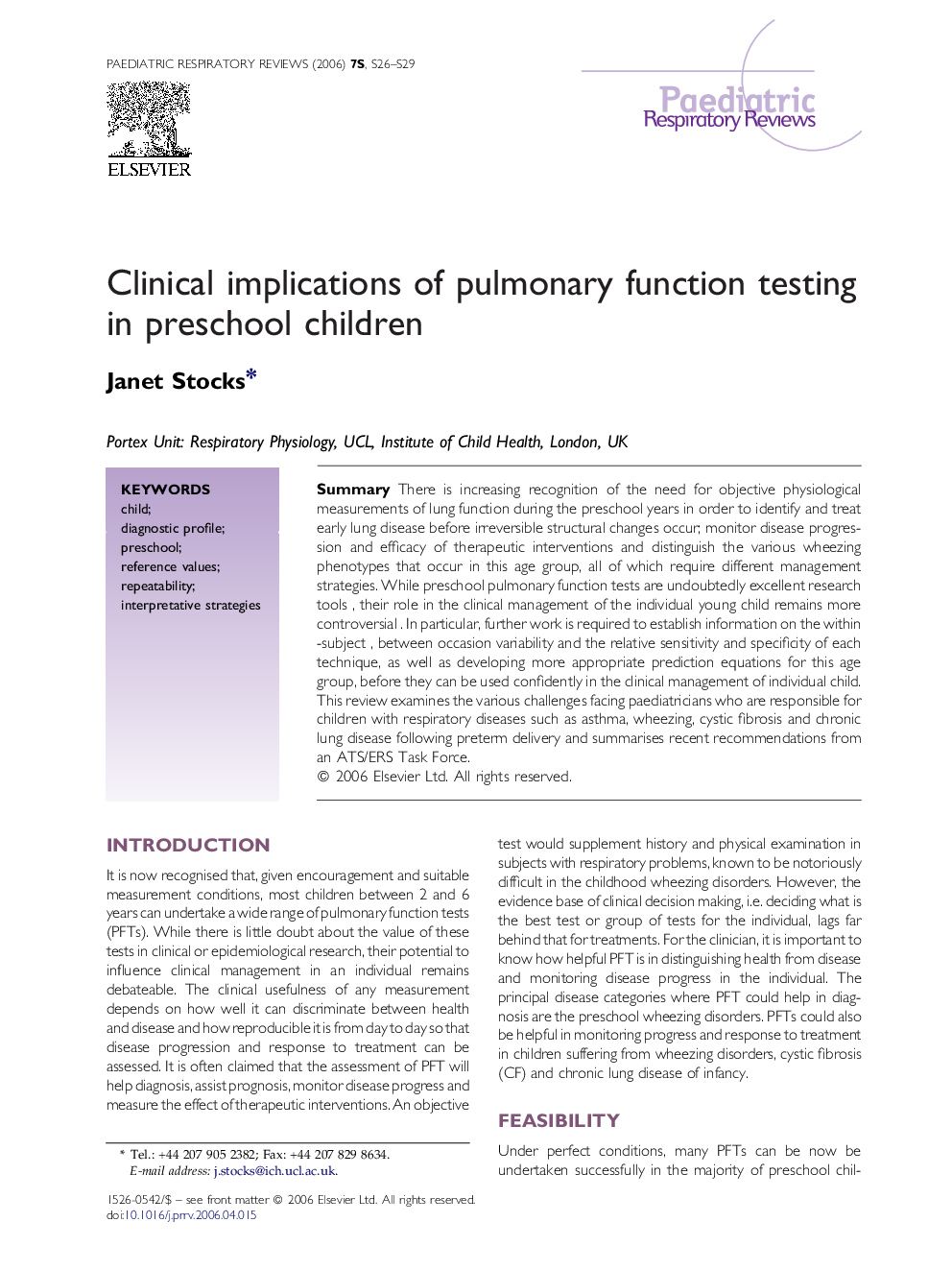 Clinical implications of pulmonary function testing in preschool children