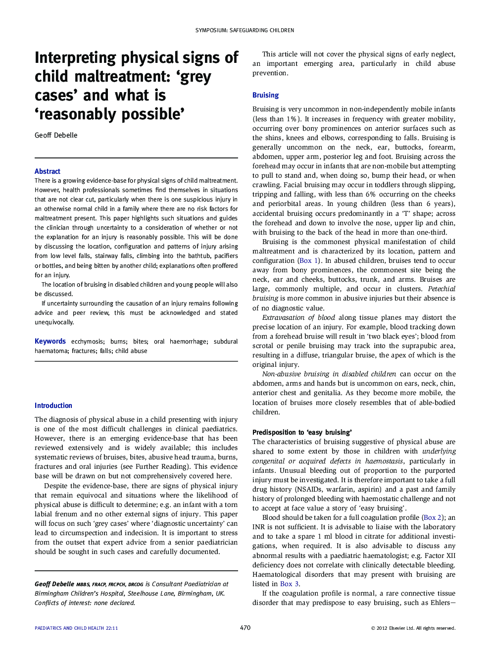 Interpreting physical signs of child maltreatment: ‘grey cases’ and what is ‘reasonably possible’