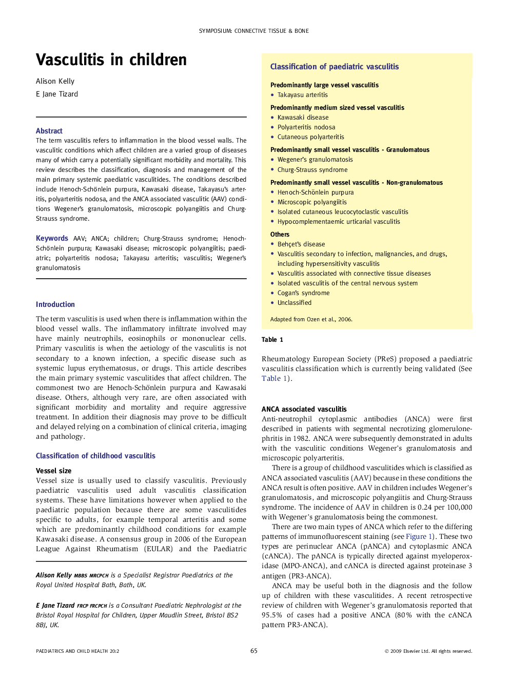 Vasculitis in children